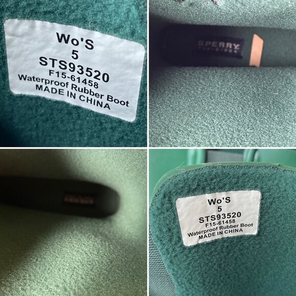 Sperry Top-Sider Nellie Green Waterproof Rubber Rain Boots Size 5 - Picture 14 of 16